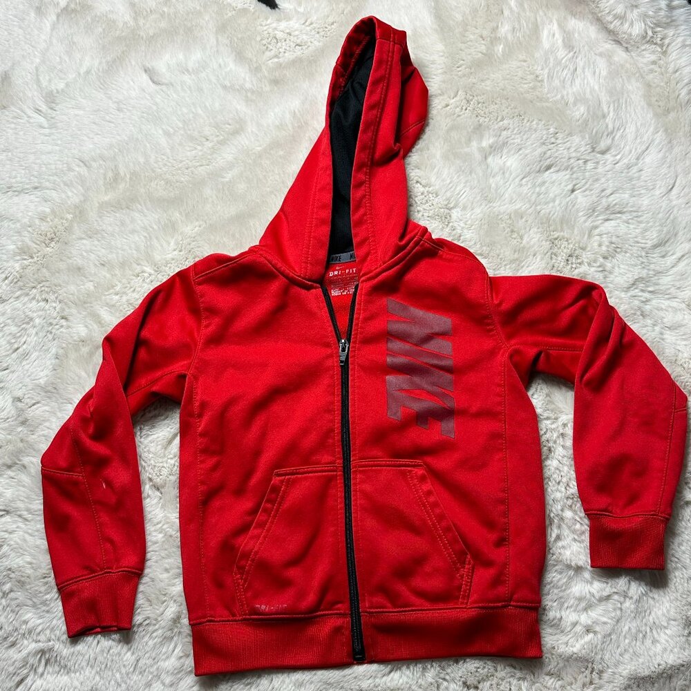 Boys Red Nike Zip Up Jacket - 4-5